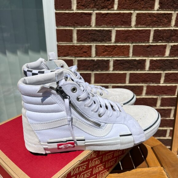 Vans Sk8-Hi Reissue Cap Checkerboard Black White Suede Canvas Sneakers Men's 8 - Picture 5 of 8